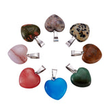 FASHEWELRY 50pcs Heart Shaped Stone Pendants Healing Chakra Crystal Gemstone Rock Charms Random Mixed Bulk for Valentine's Day Gift Jewelry Making Hole: 2x7mm 1-Mixed Color-Heart-Random 50pcs