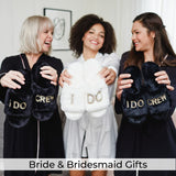 Dearfoams Unisex-Adult Women's & Men's Bride/Bridesmaid I Do & I Do Crew Giftable Wedding Slide Slipper Medium Bride "I Do"