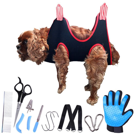 Fluffly 11-in-1 Dog Grooming Hammock Harness and Cat Grooming Hammock for Small, Medium and Large Pet. Dog Sling for Nail Clipping, Nail Clipper for Dogs, Dog Hammock for Grooming and Restraint