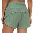 THE GYM PEOPLE Womens High Waisted Running Shorts Quick Dry Athletic Workout Shorts with Mesh Liner Zipper Pockets Jasmine Green Medium
