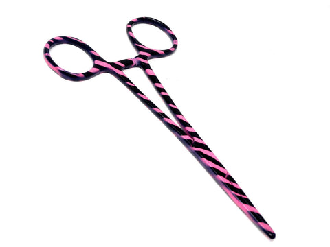 Dog Pet Ear/Nose Hair Puller Grooming Hemostat Locking Forceps Pliers, 5.5" (14cm), Straight (Pink Swirls) Pink Swirls