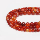 45pcs 8mm Natural Stone Beads Red Carnelian Striped Agate Beads Energy Crystal Healing Power Gemstone for Jewelry Making, DIY Bracelet Necklace