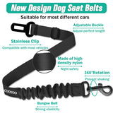 COOYOO Dog Seat Belt,3 Piece Set Retractable Dog Car Seatbelts Adjustable Pet Seat Belt for Vehicle Nylon Pet Safety Seat Belts Heavy Duty & Elastic & Durable Car Harness for Dogs Set 01-Black+Black