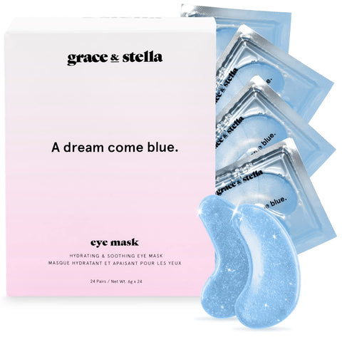 Under Eye Mask - Reduce Dark Circles, Puffy Eyes, Undereye Bags, Wrinkles - Gel Under Eye Patches, Vegan Cruelty-Free Self Care by grace and stella (24 Pairs, Blue) Blue (24 Pairs)