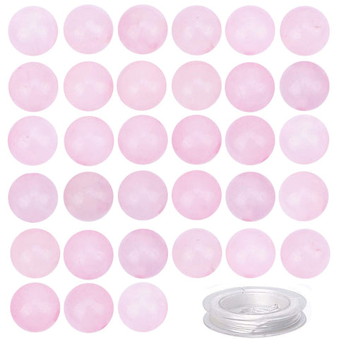 80Pcs Natural Crystal Beads Stone Gemstone Round Loose Energy Healing Beads with Free Crystal Stretch Cord for Jewelry Making (Rose Quartz, 10mm) Rose Quartz