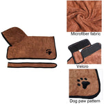 BONAWEN Dog Bathrobe Soft Super Absorbent Luxuriously 100% Microfiber Dog Drying Towel Robe with Hood/Belt for Extra Large,Large,Medium,Small Dogs (Brown,L) Large: back length 23" Brown