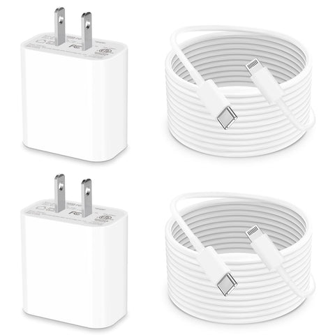 [Apple MFi Certified] iPhone 14 Fast Charger, Redpark 2 Pack 20W PD USB C Power Rapid Wall Charger with 6FT Type C to Lightning Quick Charging Sync Cord for iPhone 14 13 12 11 Pro/XS/X/SE/iPad/AirPods 2 Pack White