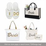 TOPDesign Women's I Do Slide Slippers, Bridal Flats, Wedding Tote, Bachelorette Shower Engagement Proposal Honeymoon Gifts for Bride, Bride to Be, Future Mrs, Wifey Medium Bride "I Do"