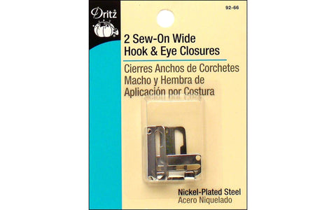Dritz 92-66 Sew-On Wide Hook & Eye Closures, Nickel 2-Count Hook & Eye Closures - Wide