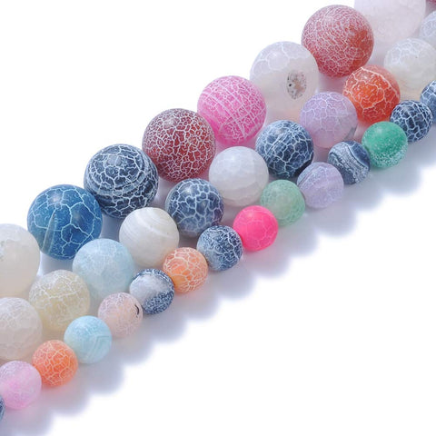 Natural Stone Beads 6mm Colorful Frosted Gemstone Round Loose Beads Crystal Energy Stone Healing Power for Jewelry Making DIY,1 Strand 15"