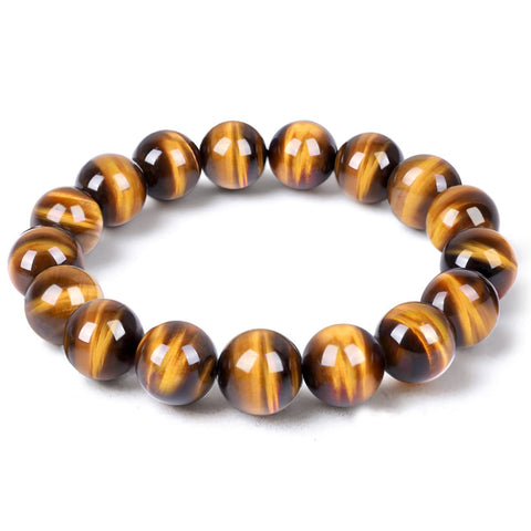 Tiger Eye Bracelet for men women Anti-anxiety, stress relief and confidence Bracelet, Handmade natural stone Crystal bead jewelry Chakra healing Protection bracelets (12MM) 12MM Tiger Eye