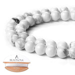 BEADNOVA Natural White Howlite Beads Natural Crystal Beads Stone Gemstone Round Loose Energy Healing Beads with Free Crystal Stretch Cord for Jewelry Making (8mm, 45-48pcs) 8mm 09) White Howlite Round Beads
