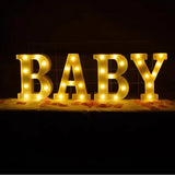 ZUOKEMY 4 LED Baby Marquee Logo Light, Large Baby Monogram Decorative Light, Warm White Glowing Letters Perfect for Baby Shower Party, Birthday Party, Home Bedroom Nursery Table Wall Decor (Baby)