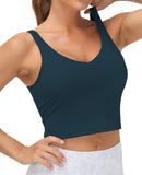 Women’s Longline Sports Bra Wirefree Padded Medium Support Yoga Bras Gym Running Workout Tank Tops Green Small