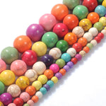 Stone Beads 6mm Colorful Turquoise Gemstone Round Loose Beads Crystal Energy Stone Healing Power for Jewelry Making DIY,1 Strand 15"