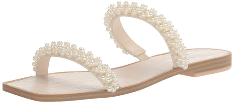 Dolce Vita Women's Ivee Flat Sandal 8.5 Vanilla Pearls