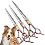 Fenice Peak 7.5'' Dog Straight Scissors for Grooming 440C Stainless Steel Rose Gold Professional Pet Trimming Scissors Sharp Blades Cutting for Dogs and Cats Shears Straight Shear 7.5''