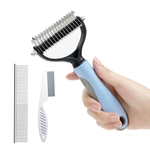 Kopal Pet Brush for Shedding and Dematting - Double Sided Undercoat Rake Comb for Dogs and Cats, Pet Grooming Tool Hair Remover