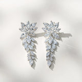 SWEETV Wedding Earrings for Brides Women Bridesmaid, Cubic Zirconia Chandelier Dangle Drop Bridal Earrings for Wedding Prom 01.Silver