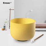 Kresec Yellow 10 Inch 440Hz Perfect Pitch Crystal Singing Bowl E Note (¡À10 cents) Solar Plexus Chakra with O-ring and Mallet for Meditation, Yoga, Spiritual and Body Healing and Energy Cleansing Yellow E Note