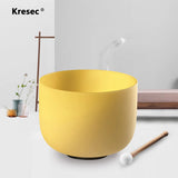 Kresec Yellow 8 Inch 440Hz Perfect Pitch Crystal Singing Bowl E Note (¡À10 cents) Solar Plexus Chakra with O-ring and Mallet for Meditation, Yoga, Spiritual and Body Healing and Energy Cleansing Yellow E Note