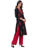 Ada Hand Embroidered Lucknow Chikankari Straight Cotton Kurti Kurta Tunic for Women