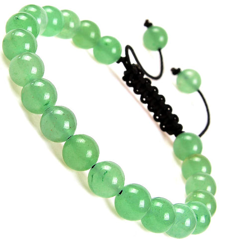 Massive Beads Natural Healing Power Gemstone Crystal Beads Unisex Adjustable Macrame Bracelets 8mm Green Aventurine