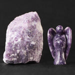 Artistone 2.0" Guardian Angel Statue Crystal Figurines,Hand Carved Pocket Purple Lepidolite Protective Peace Reiki Healing Angel Stone for Home Christmas Decoration(Gift Box)