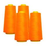 AK Trading 4-Pack NEON ORANGE All Purpose Sewing Thread Cones (6000 Yards Each) of High Tensile Polyester Thread Spools for Sewing, Quilting, Serger Machines, Overlock, Merrow & Hand Embroider