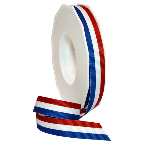 Morex Ribbon 93603/20-914 Striped Grosgrain Ribbon 5/8" X 20 YD Patriotic Ribbon for Gift Wrapping, Red/White/Blue, 4th of July Decorations, American Flags Art Supplies Gift Ribbons for Crafts 5/8 in x 20 yd