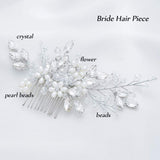 Jakawin Bride Wedding Hair Comb Flower Girls Bridal Hair Accessories Hair Piece for Women and Girls HC034 (Silver) Silver