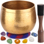 Relaehih Tibetan Singing Bowls with 7 Chakra Crystal and Healing Stones for Meditation, Mindfulness, Yoga, Great Meditation Accessories, Gifts for Women Men (5.5" Hand-Hammered Bowl & Crystals) 5.5" Hand-Hammered Bowl & Crystals