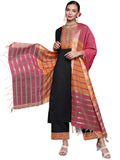 INDO ERA Women's Solid Cotton Blend Straight Kurta Palazzo With Dupatta Set
