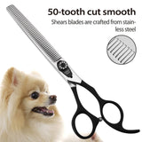 Fenice Peak 7.0'' Dog Thinning Scissors For Grooming 440C Stainless Steel Black Non-Slip Handle Sharp Blades Professional Pet Trimming Scissors for Cats Thinning Rate 35% Thinning Shear 7.5''
