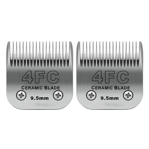 2 Pack Detachable Pet Dog Clipper Blades, Compatible with Andis Size 4FC Cut Length 3/8"(9.5mm), Most Oster A5,Wahl KM Series Clippers,Made of Ceramic Blade & Stainless Steel Blade 4FC 2 PACK(9.5mm)