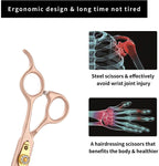 7 Inch Professional Pet Grooming Scissor, 440C Japanese Steel Straight & Curved & Thinning & Chunker Shears/Scissors for Dog Cat and More Pets (7-inch-Grooming Scissors Set 02) 7-inch-grooming Scissors Set 02