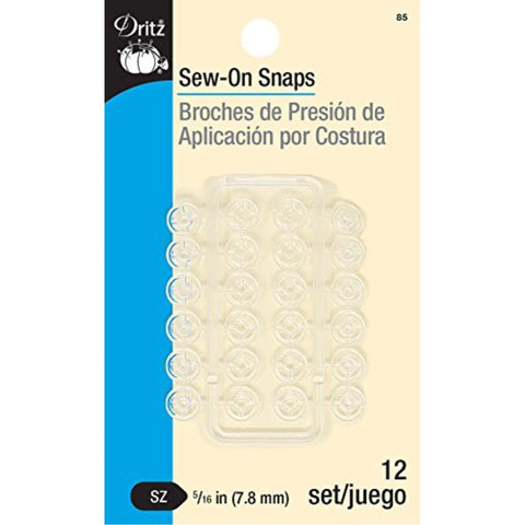 Dritz 85 Sew-On Snaps, Clear, 5/16-Inch 12-Count