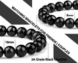 Black Obsidian Bracelets 2 Packs, 8MM & 10MM Gemstone with Tourmalinated Quartz Rutilated Stretch Jewelry for Unisex, Root Chakra Healing Crystal Spritual Gift for Friends & Familys on Any Occasion Obsidian-8-10MM