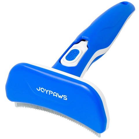 JOYPAWS Upgraded Self-Cleaning Pet Grooming Brush Professional Undercoat Deshedding Tool for Large Dogs Effectively Reduces Shedding by Up to 95% Long or Short Hair Remover Blue L