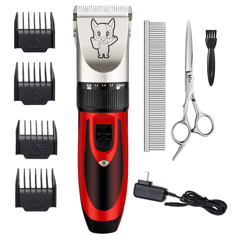 Dog Grooming Kit Clippers, Low Noise, Electric Quiet, Rechargeable, Cordless, Pet Hair Thick Coats Clippers Trimmers Set, Suitable for Dogs, Cats, and Other Pets(Red) Red