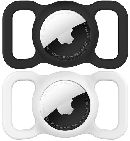 Airtag Dog Collar Holder(2 Pack) for Apple Airtags Anti-Lost Air Tag Holder Case Compatible with Cat Dog Collars (Black&White) Black&White