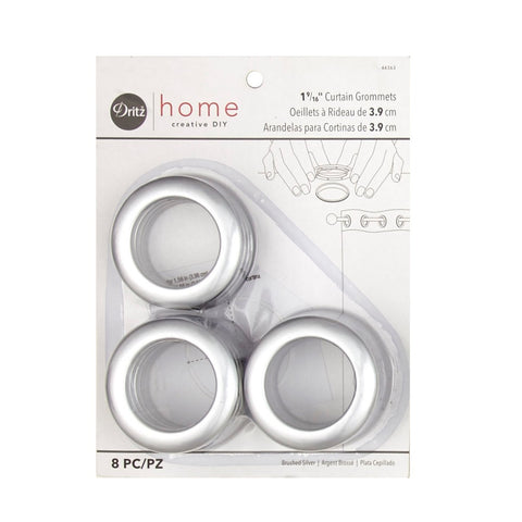 Curtain Grommets 8 Pack Brushed Silver 1 - 9/16'' Round Each
