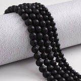 45pcs 8mm Natural Matte Black Onyx Agate Gemstone Beads Energy Healing Crystal Round Loose Stone Beads for Jewelry Making, DIY Bracelets Necklaces