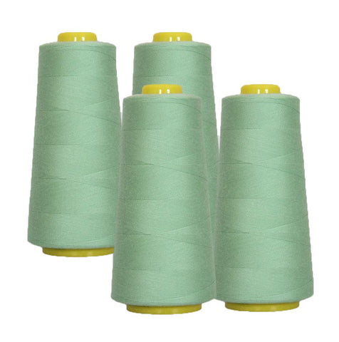 AK Trading 4-Pack MINT GREEN All Purpose Sewing Thread Cones (6000 Yards Each) of High Tensile Polyester Thread Spools for Sewing, Quilting, Serger Machines, Overlock, Merrow & Hand Embroidery