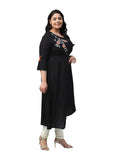 Yash Gallery Women's Plus Size Plus Size Rayon Embroidered Front Slit Kurta for Women