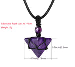 Amethyst Healing Crystal Necklace Pointed Pendant Necklaces Adjustable Rope Natural Pyramid Gemstone Stone Necklace Reiki Quartz Jewelry for Women Men Purple-amethyst