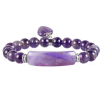 TUMBEELLUWA Healing Stone Bracelet 8mm Beads Chakra Crystal Energy Heart Charm Bracelet Handmade Jewelry for Women #1 amethyst crystal stone