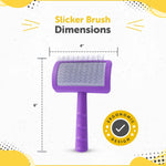 Pet Grooming Slicker Brush for Dogs and Cats by NEXTGRADE - Recommended by Professional Pet Groomers - Universal Long Firm Stainless Steel Pins - Ideal for Dematting, Detangling & Deshedding (Gray) Gray