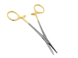 Dog Pet Ear/Nose Hair Puller Grooming Hemostat Locking Forceps Pliers, 5.5" (14cm), Straight (Gold Handle) Gold Handle