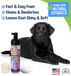Foaming Dry Pet Shampoo No Rinse Cleaner | Natural Waterless Foam Mousse for Dogs and Cats | Best for Bathless Cleaning & Pet Odor Eliminator | Made in USA - 1 Bottle 8oz Lavender